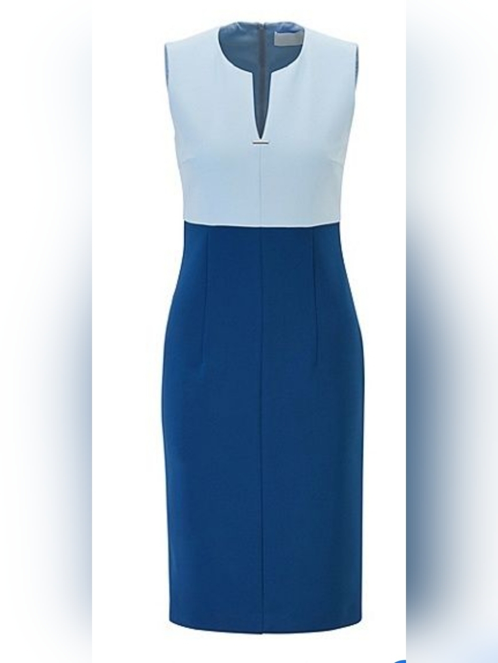 Boss Sleeveless Two-Tone Blue Sheath Dress